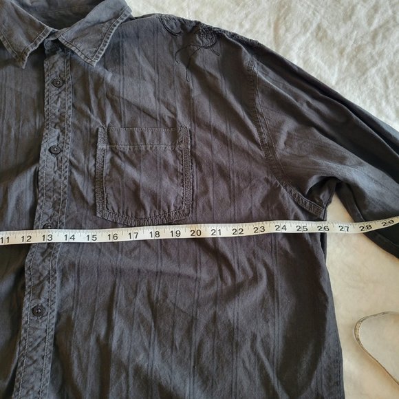 Method Men's Button Down Long Sleeve Shirt Size XL Gray Black Embroidered - Picture 4 of 9